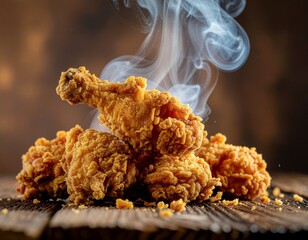 menu food photography, fried chicken, close up macro, crispy texture, clean background, professional lighting
