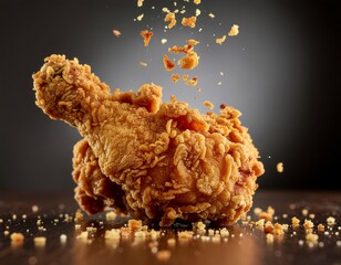 menu food photography, fried chicken, close up macro, crispy texture, clean background, professional lighting
