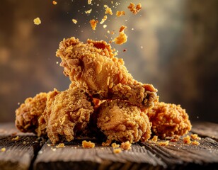 menu food photography, fried chicken, close up macro, crispy texture, clean background, professional lighting
