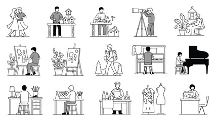 Illustrative collection of people engaged in various creative and artistic endeavors © SERINA AKTHER