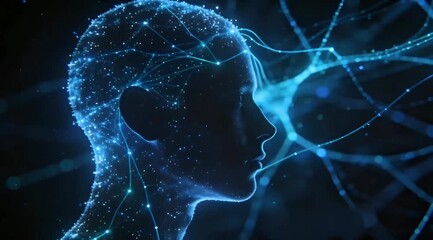 Abstract representation of a digital mind and neural networks, symbolizing artificial intelligence and data processing - Powered by Adobe