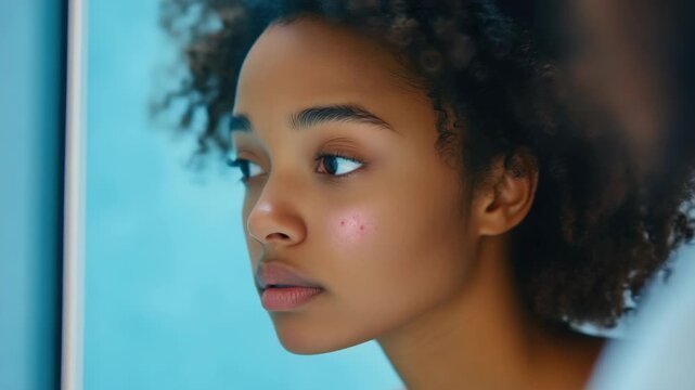 A detailed portrait of a woman looking off into the distance