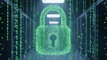 Progression of digital security icons in a data stream - Powered by Adobe