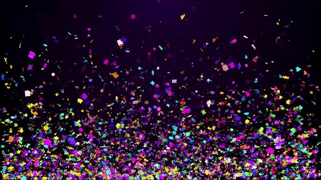 Colorful Confetti on Dark Background Animation