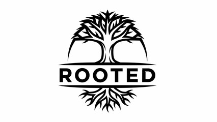 Tree Logo with Rooted Text Design.
