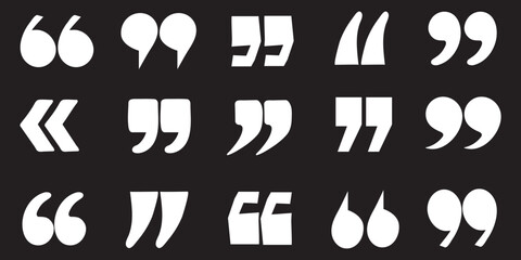 set of black quote icon line and flat style . Quote Icon Object , discussion dialog remark open and close quote sign , vector illustration