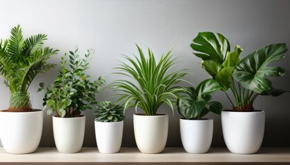 Obraz premium Assorted Houseplants In White Pots