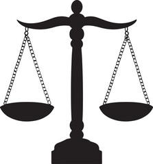 Justice Scale Silhouette on Transparent Background
