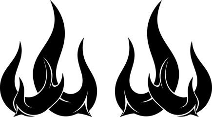 Stylized Flame and Fire Icon Set Vector Collection