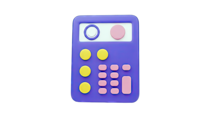 3D Calculator Illustration on White Background