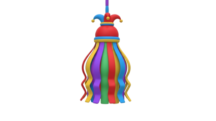 A colorful jester's hat on transparent background