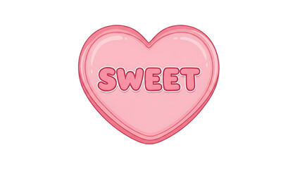 A pink heart with the word sweet on it on transparent background