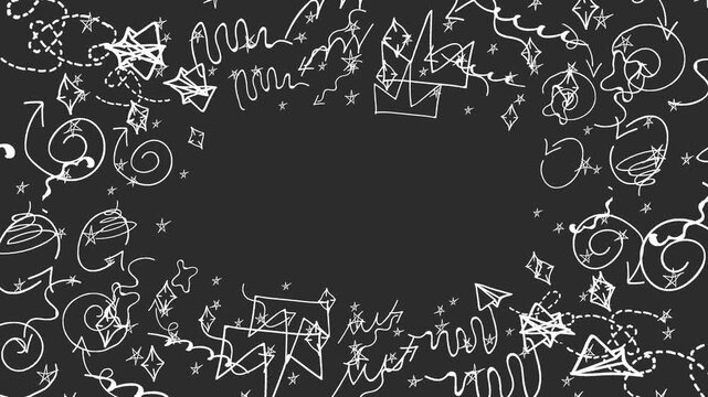 hand drawn grunge scibble animation, frame of doodle animated icons