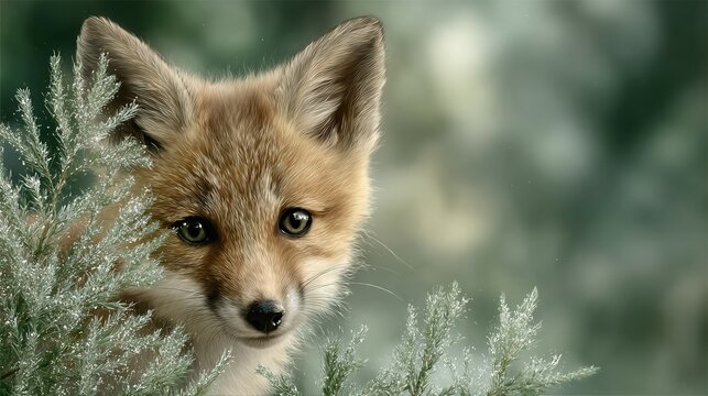   A fox in grass with blurred trees