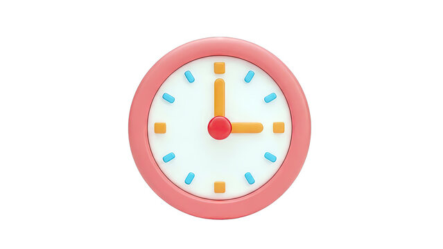 3D Cartoon Clock Showing 3 O'Clock Isolated