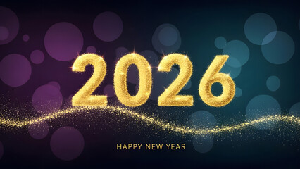 Luxury New Year 2026 Background with Gold Typography and Dark Elegant Style
