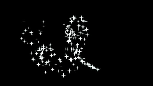 4k Glowing pixie dust burst magic dust pixie dust path glitter stars magic sparkling shimmer effect overlay simple doodle magic path white cartoon blinking stars elegant Christmas style black screen