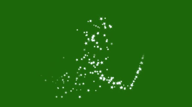 4k White glitter sparkles trail glowing pixie dust burst magic sparkles line stars shimmering particles twinkle effect glowing doodle stars fairy dust shimmer line elegant style on green screen