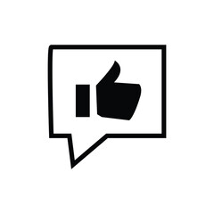 Obraz premium Black Thumbs Up Icon in Speech Bubble on White Background