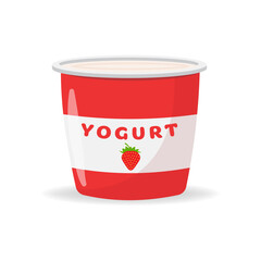 A bright illustration of a strawberry yogurt glass