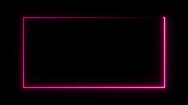 Abstract Pink Neon Rectangle Border on Black Background abstract animation video. 