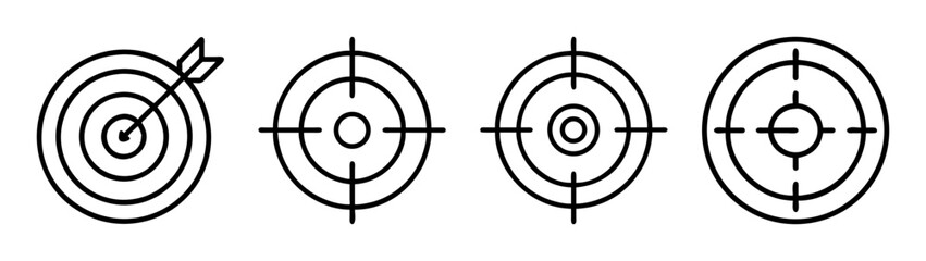 Target and aim vector icons for goal achievement and precision