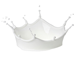 A splash of pure white liquid, forming a crown shape against a transparent background