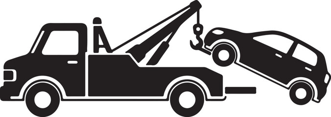 Tow truck lifting a car flat vector illustration for roadside assistance and transport services isolated on white