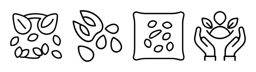 Seed icons for planting, growth, agriculture and nature concepts