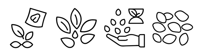 Organic farming, planting process, seed to harvest vector icons