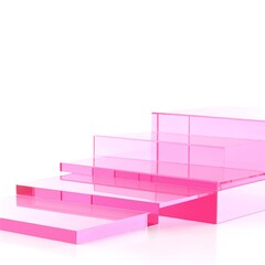 A vibrant pink table featuring three distinct sections on its surface, each section showcasing a unique texture and design, perfect for modern decor.