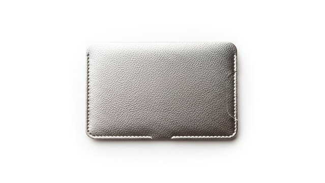 Silver leather wallet on , close-up isolated on white background