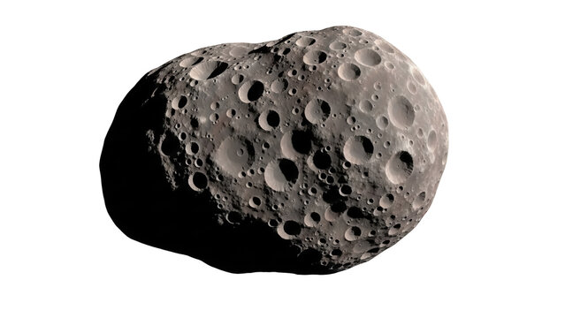 Detailed asteroid PNG isolated on transparent background, celestial body with craters for space exploration and science projects