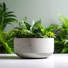 A vibrant green potted plant with lush leaves sits in a decorative ceramic pot, adding a touch of nature and freshness to the indoor space.