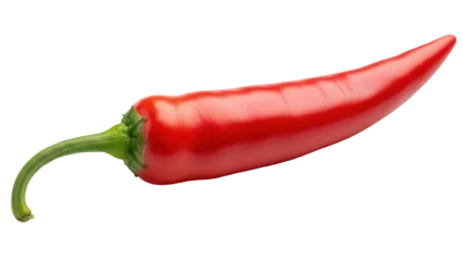 Fototapeten Chilischoten Vibrant red chili pepper PNG isolated on transparent background, spicy ingredient for cooking and culinary design  © Thomas