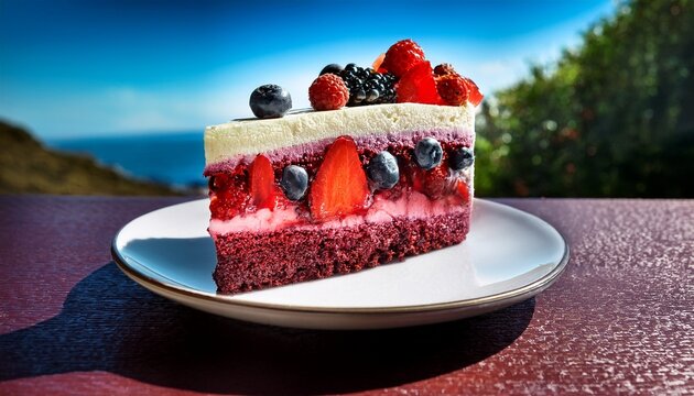 A Delectable Slice Of Berry Licious Cake A Visual Feast For The Senses A Perfect Dessert For Any Occasion A Sweet Treat For The Soul