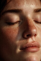 Obraz premium Close-up of Peaceful Face with Closed Eyes and Relaxed Expression