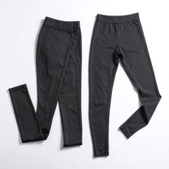 A close-up view of the back of a pair of sleek black leggings, showcasing the smooth fabric, subtle stitching details, and a comfortable waistband.