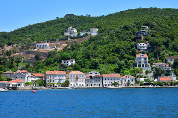 Houses on the coast in the Bay of Kotor in Montenegro,