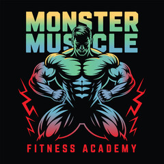 Monster Muscle Fitness Academy Bodybuilding Mascot Mascot Design.