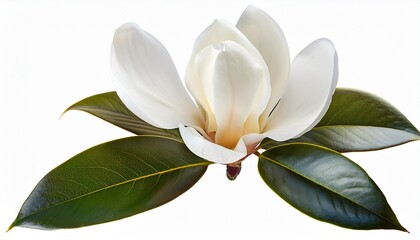 Tender White Magnolia Flower Isolated