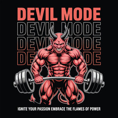 Devil Mode Bodybuilder Mascot Ignite Your Passion Gym Vector Art