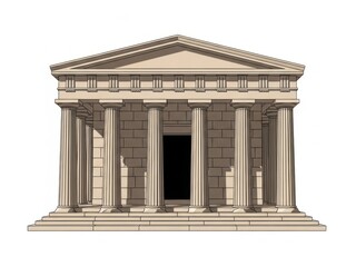 Ancient greek temple with columns and triangular roof