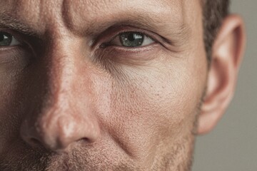 Portrait of a man with focused eyes looking directly at the viewer