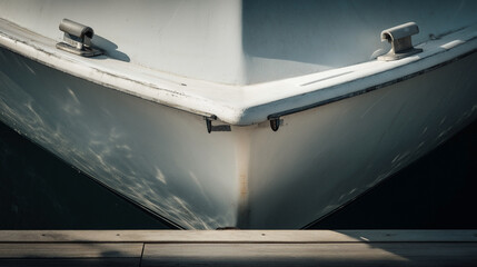 The boat is white and has a black trim