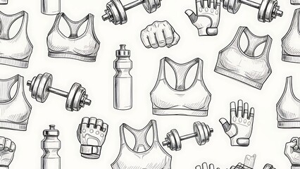 Fitness equipment and accessories illustration