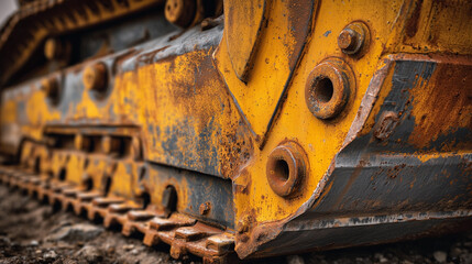 A yellow and rusty piece of machinery