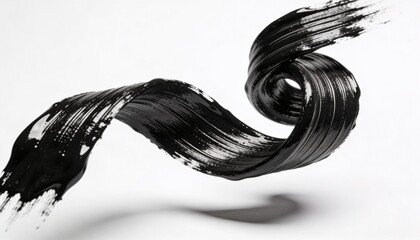 black mascara swirl swatch, black acrylic paint, brushstroke, make up cosmetic texture