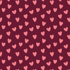 Cute doodle style hearts seamless pattern. Valentine's Day handwritten background. 