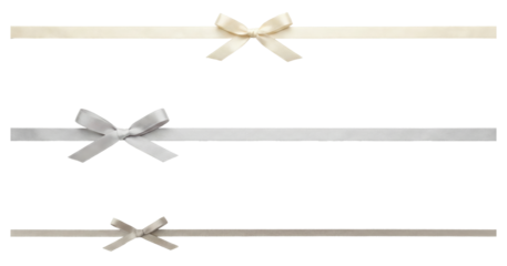Elegant ribbons with bows on a transparent background, perfect for decorative designs, gift wrapping, or festive events.
